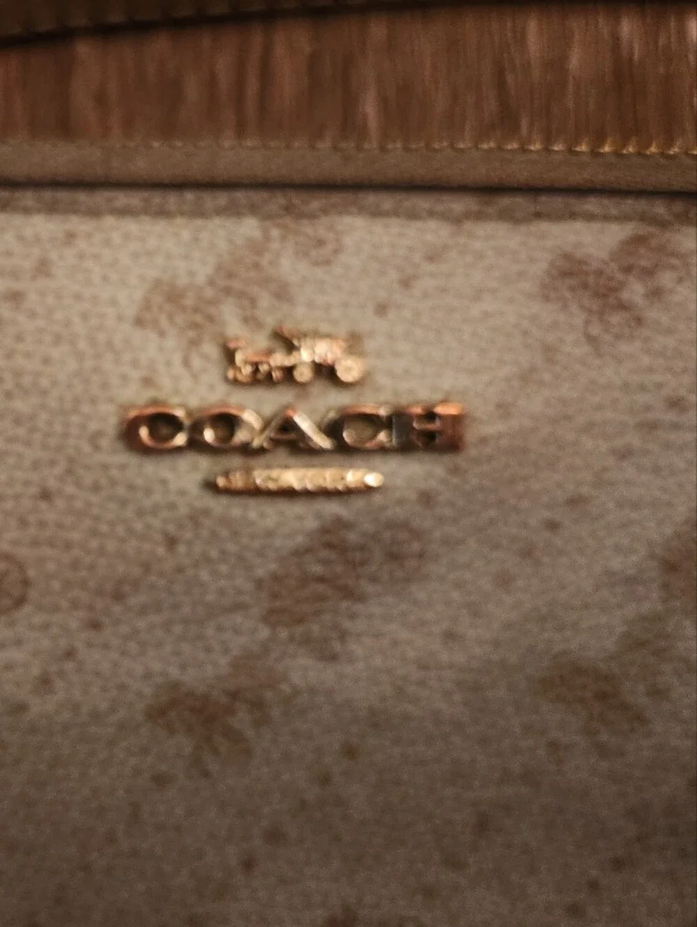 Vintage Coach Carriage Logo Signature Wristlet with Gold Logo - Great Shape!!